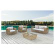 Pemberly Row Wicker & Rattan Outdoor Patio Sofa Set in Off White Fabric