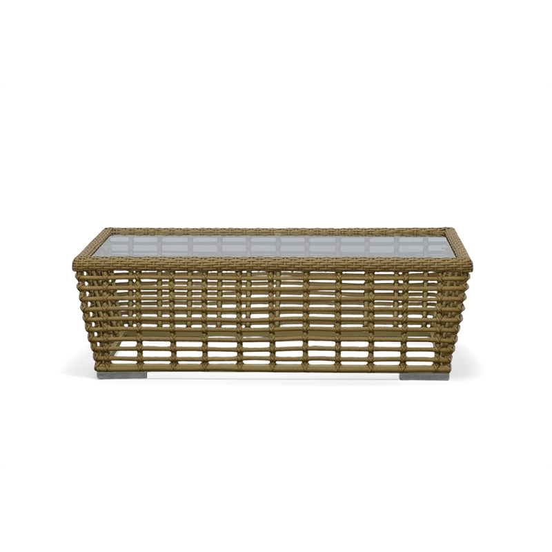 Pemberly Row Wicker & Rattan Outdoor Patio Sofa Set in Off White Fabric