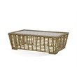 Pemberly Row Wicker & Rattan Outdoor Patio Sofa Set in Off White Fabric
