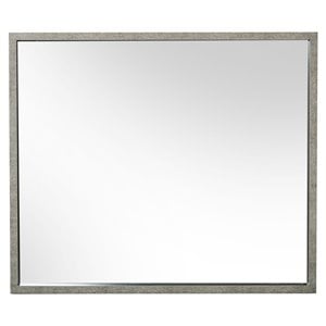 Pemberly Row 34x40&quot Modern Faux Concrete & Glass Mirror in Brown/Clear