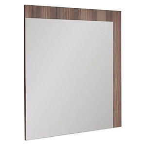 Pemberly Row 41x39&quot Rectangular Modern Glass & Veneer Mirror in Walnut