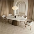 Pemberly Row Fabric & Vegan Leather Dining Arm Chair in Walnut & Cream