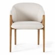 Pemberly Row Fabric & Vegan Leather Dining Arm Chair in Walnut & Cream