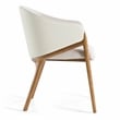 Pemberly Row Fabric & Vegan Leather Dining Arm Chair in Walnut & Cream
