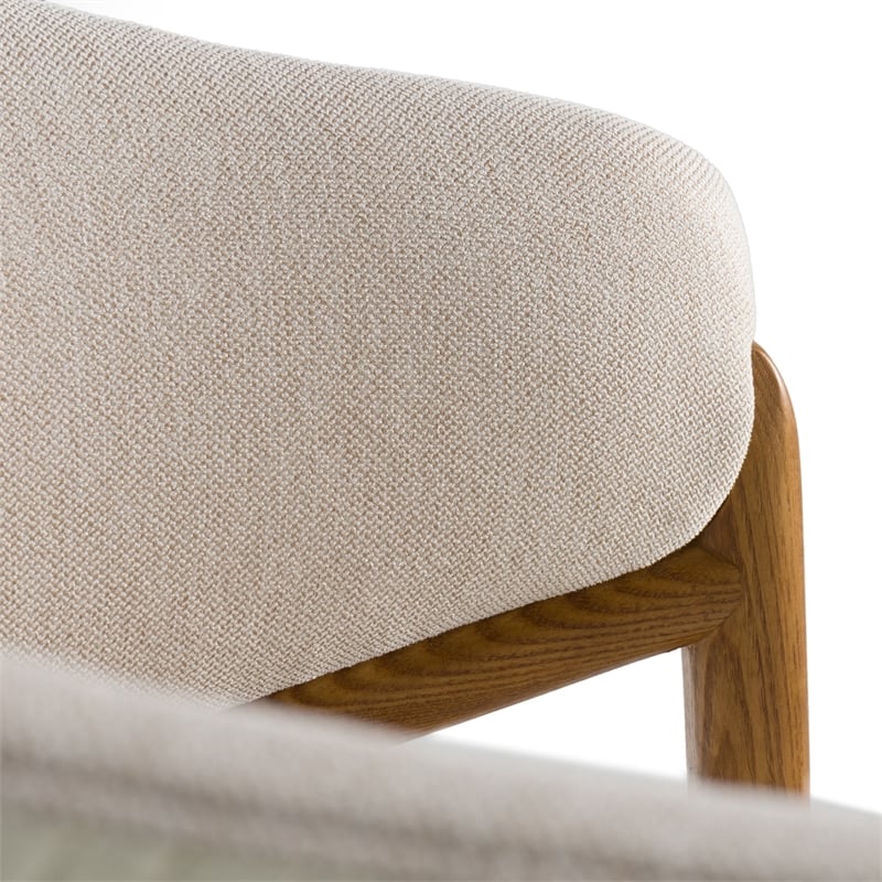 Pemberly Row Fabric & Vegan Leather Dining Arm Chair in Walnut & Cream