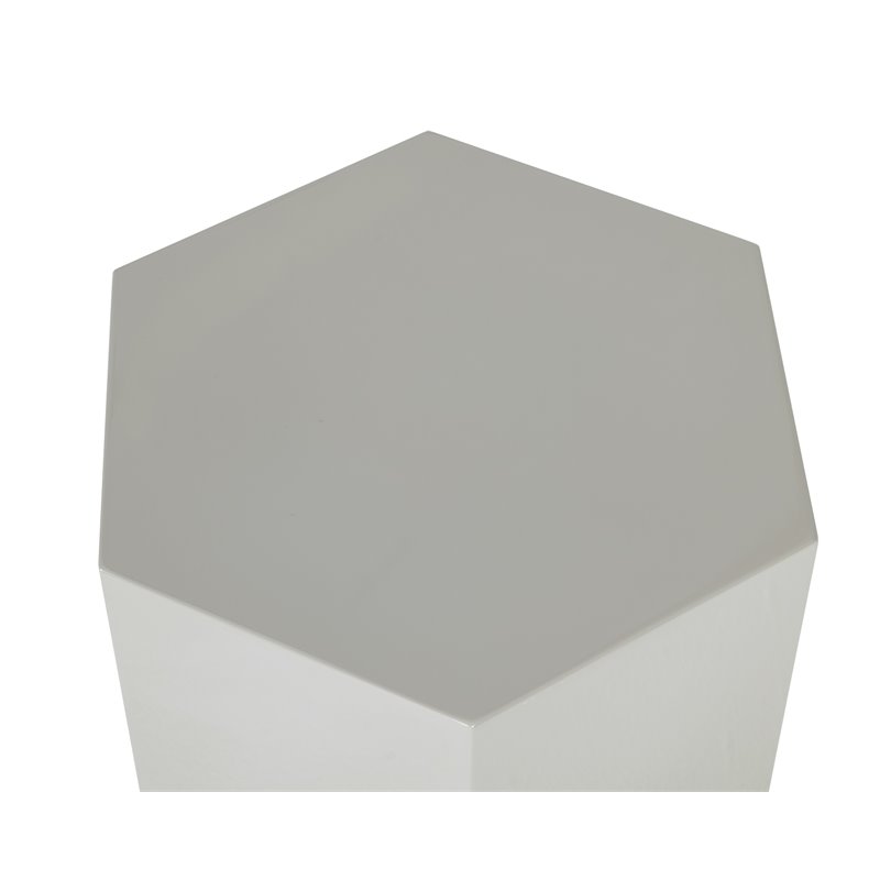 Pemberly Row Hexagonal Small MDF Wood End Table in Light Elm Gray Gloss