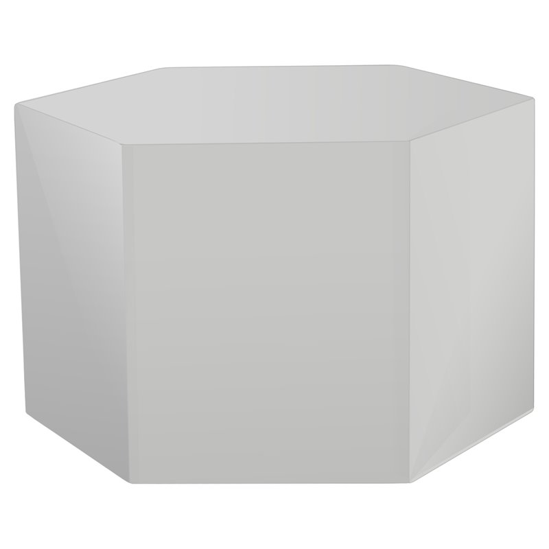 Pemberly Row Hexagonal Small MDF Wood End Table in Light Elm Gray Gloss