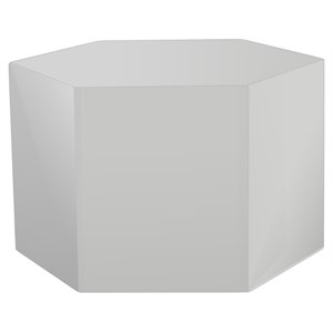 Pemberly Row Hexagonal Small MDF Wood End Table in Light Elm Gray Gloss