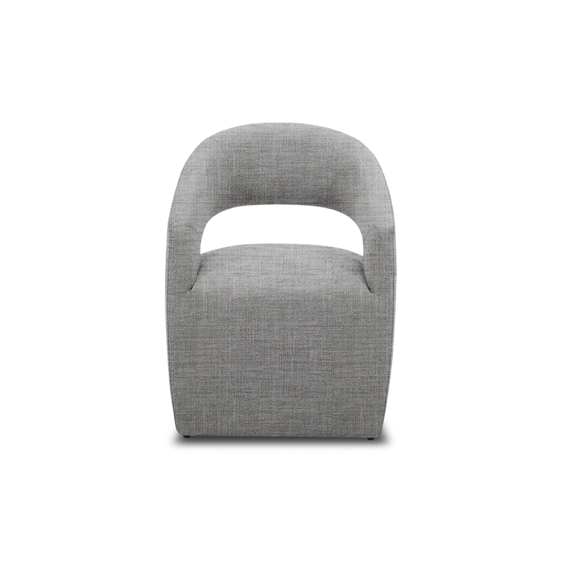 Pemberly Row Upholstered Fabric Accent Chair with Cut Out Back in Gray