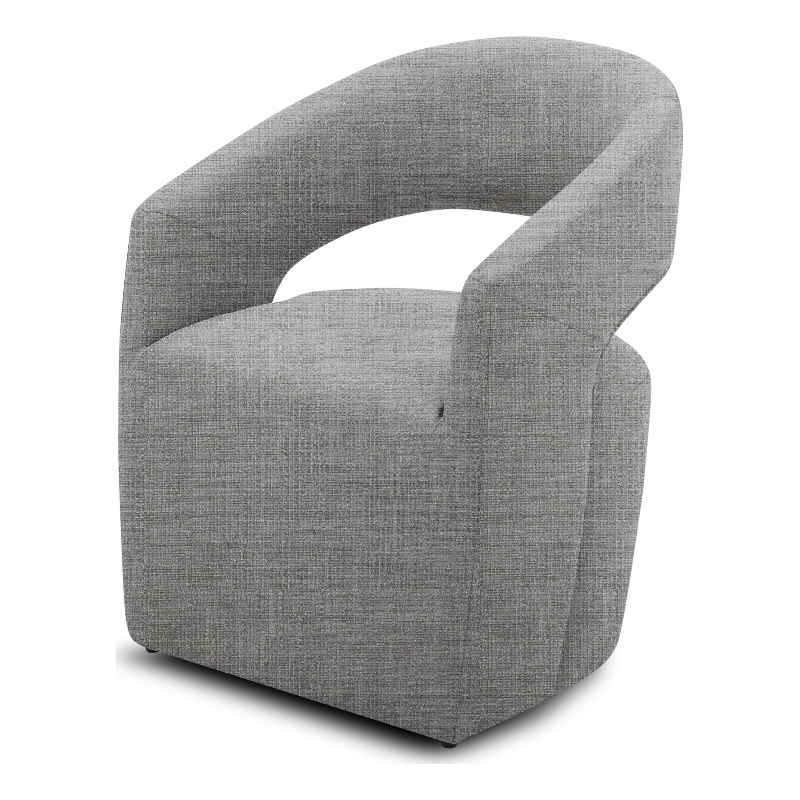 Pemberly Row Upholstered Fabric Accent Chair with Cut Out Back in Gray