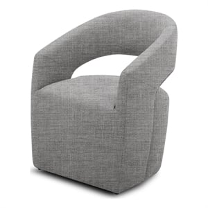 Pemberly Row Upholstered Fabric Accent Chair with Cut Out Back in Gray