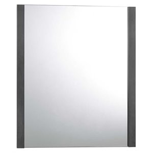 Pemberly Row 40x34&quot Rectangular Modern Veneer & Glass Mirror in Wash Gray