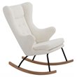Pemberly Row Modern Sherpa Fabric & Wood Rocking Chair in White & Walnut