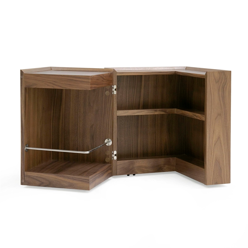 Pemberly Row Square Modern Wood Veneer End Table with Wheels in Walnut