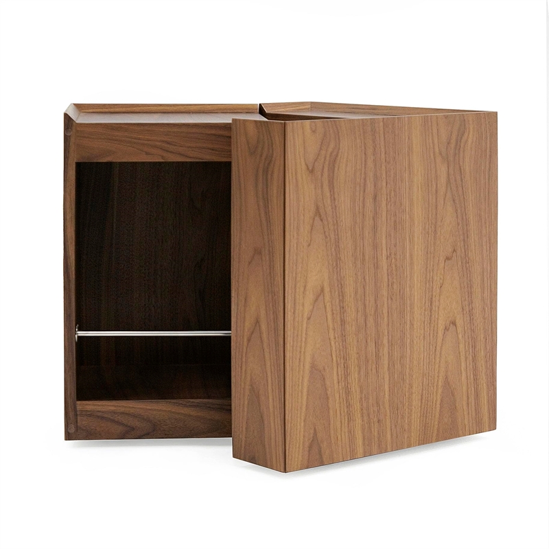 Pemberly Row Square Modern Wood Veneer End Table with Wheels in Walnut