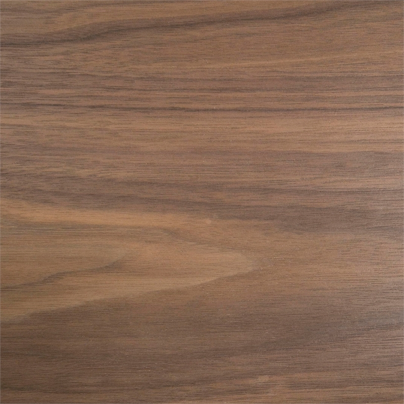 Pemberly Row Square Modern Wood Veneer End Table with Wheels in Walnut