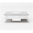 Pemberly Row Multitiered Modern Tempered Glass Coffee Table in White/Clear