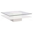 Pemberly Row Multitiered Modern Tempered Glass Coffee Table in White/Clear
