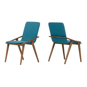 Pemberly Row 18&quot Fabric & Solid Wood Dining Chairs in Blue (Set of 2)