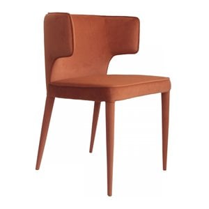 Pemberly Row 20&quot Modern Velvet and Metal Dining Armchair in Orange