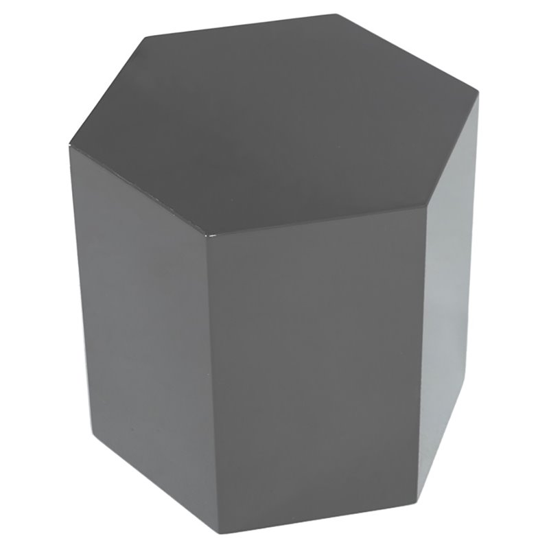 Pemberly Row Hexagonal Modern MDF Wood End Table in Light Gray Gloss