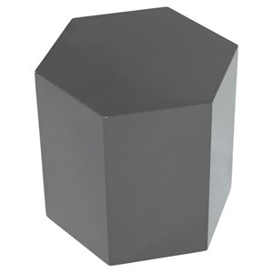 Pemberly Row Hexagonal Modern MDF Wood End Table in Light Gray Gloss