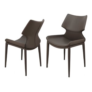 Pemberly Row 17.5&quot Eco-Leather & Metal Dining Chairs in Gray (Set of 2)
