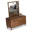 Pemberly Row 6-Drawer Mid-Century Wood & Steel Dresser in Walnut Veneer