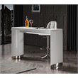Pemberly Row Contemporary Stainless Steel Bar Table in White Lacquer
