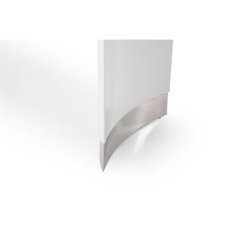 Pemberly Row Contemporary Stainless Steel Bar Table in White Lacquer
