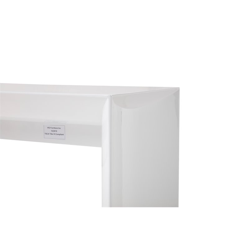 Pemberly Row Contemporary Stainless Steel Bar Table in White Lacquer