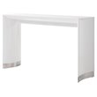 Pemberly Row Contemporary Stainless Steel Bar Table in White Lacquer