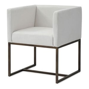 Pemberly Row 18.8&quot Modern Fabric Dining Chair in Off White/Antique Brass