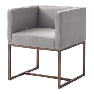 Pemberly Row 18.8&quot Modern Velvet Dining Chair in Gray/Antique Brass