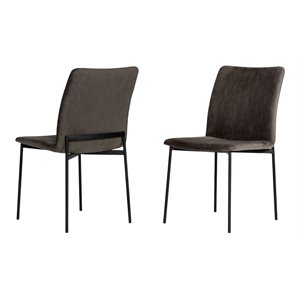 Pemberly Row 18.5&quot Modern Fabric Dining Chairs in Black/Brown (Set of 2)