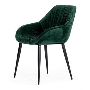 Pemberly Row 19&quot Modern Velvet and Metal Dining Chair in Green/Black