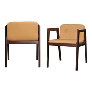 Pemberly Row 17&quot Eco-Leather & Solid Wood Dining Chairs in Brown (Set of 2)