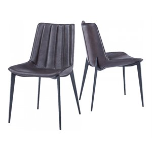 Pemberly Row 18&quot Faux Leather Dining Chairs in Brown/Black (Set of 2)