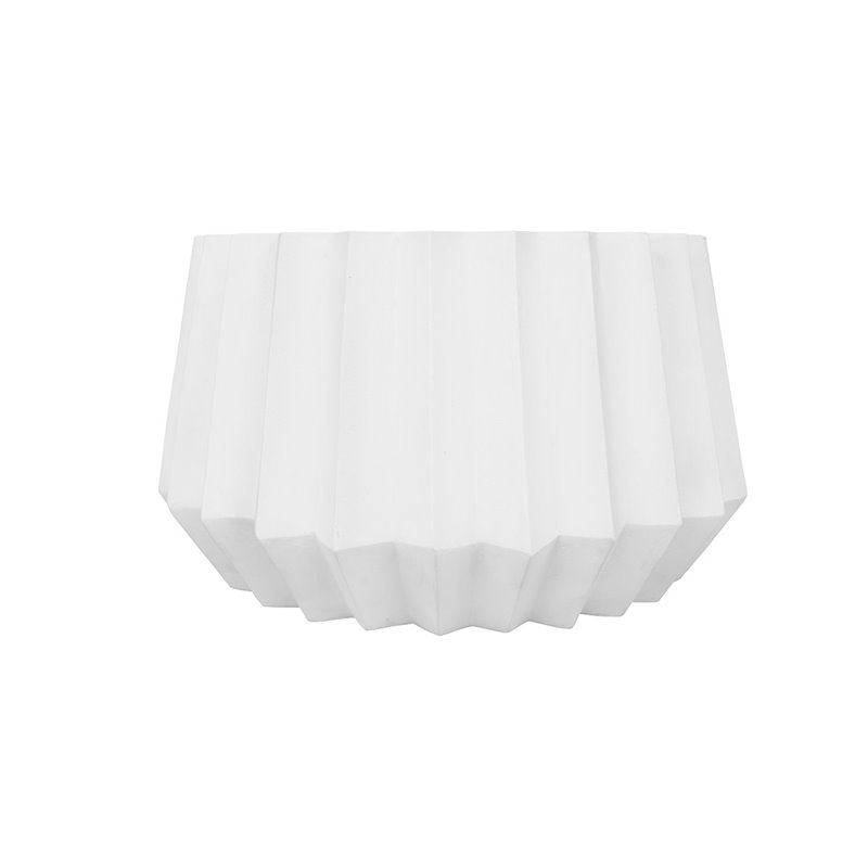 Pemberly Row Round Modern Marble and Concrete Coffee Table in White