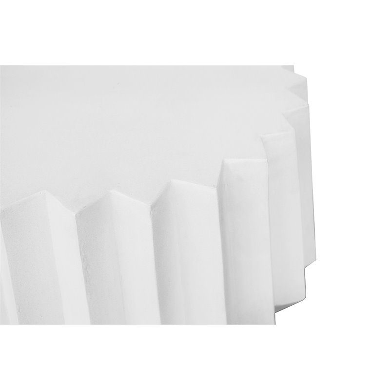 Pemberly Row Round Modern Marble and Concrete Coffee Table in White