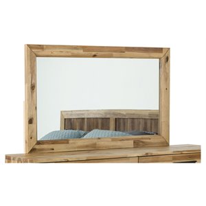 Pemberly Row 48x47&quot Rectangular Modern Light Wood & Glass Mirror in Walnut