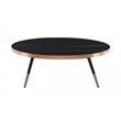 Pemberly Row Round Modern Ceramic & Metal Coffee Table in Black/Rose Gold