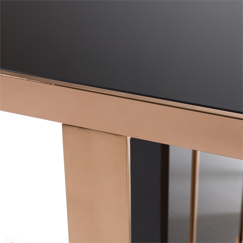 Pemberly Row Rectangular Modern MDF Wood & Steel Dining Table in Black