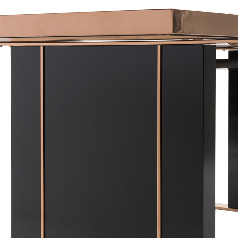 Pemberly Row Rectangular Modern MDF Wood & Steel Dining Table in Black