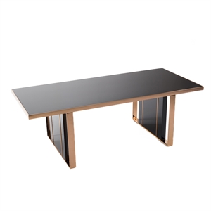 Pemberly Row Rectangular Modern MDF Wood & Steel Dining Table in Black