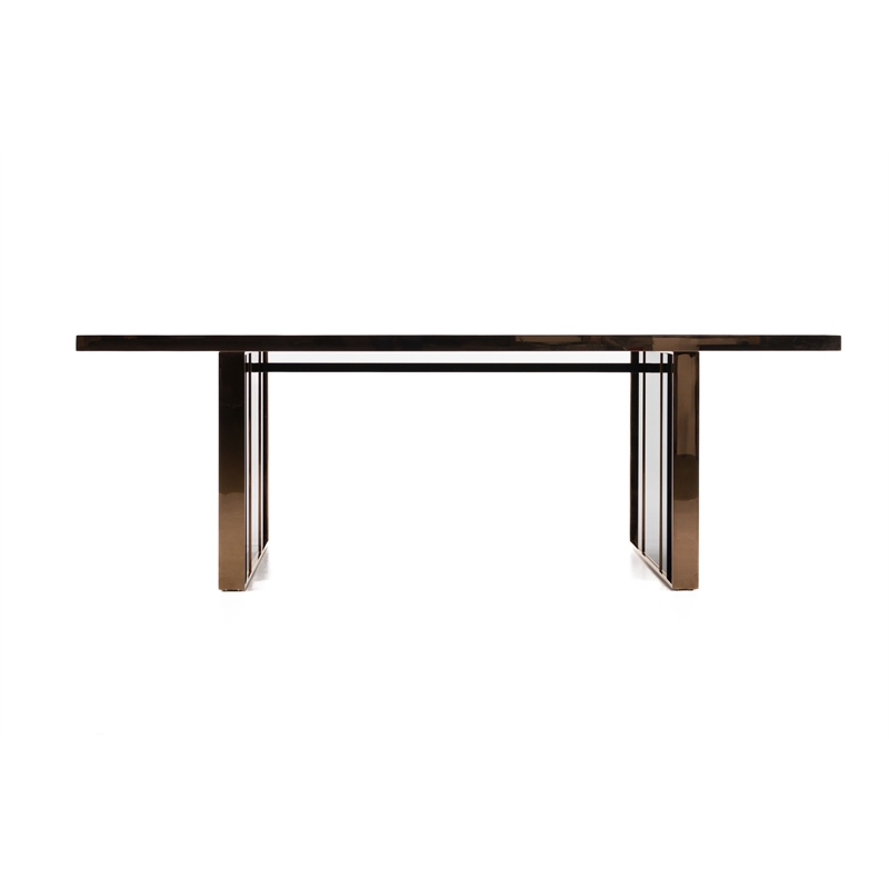 Pemberly Row Rectangular Modern MDF Wood & Steel Dining Table in Black