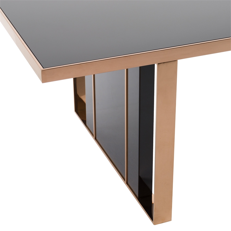 Pemberly Row Rectangular Modern MDF Wood & Steel Dining Table in Black