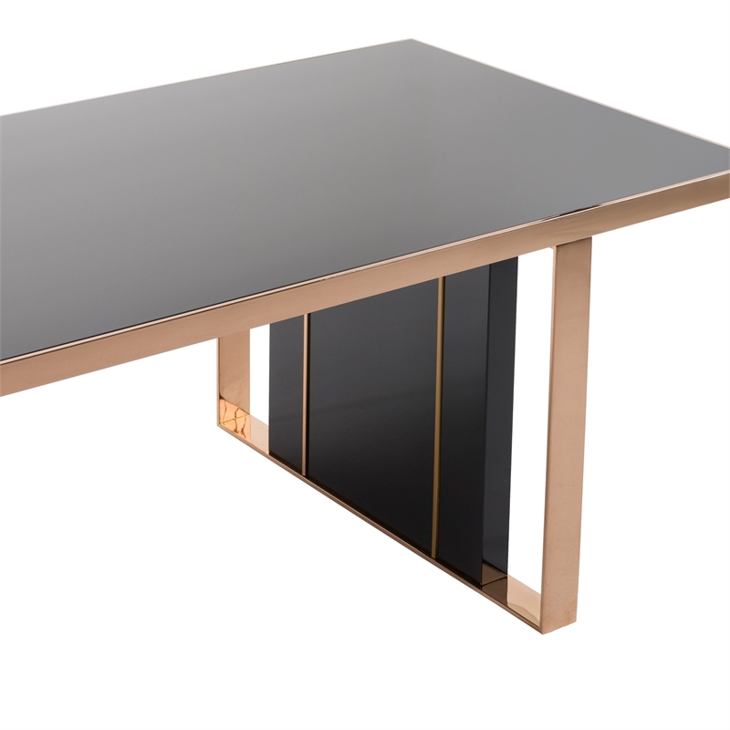 Pemberly Row Rectangular Modern MDF Wood & Steel Dining Table in Black