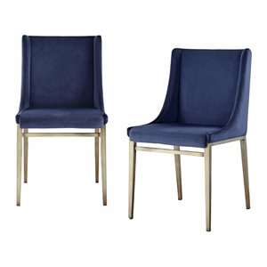 Pemberly Row 19.1&quot Contemporary Velvet Dining Chairs in Blue (Set of 2)