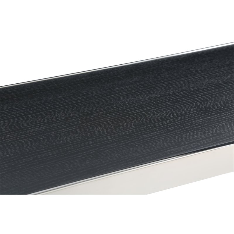 Pemberly Row Rectangular Modern Wood & Stainless Steel Bar Table in Black